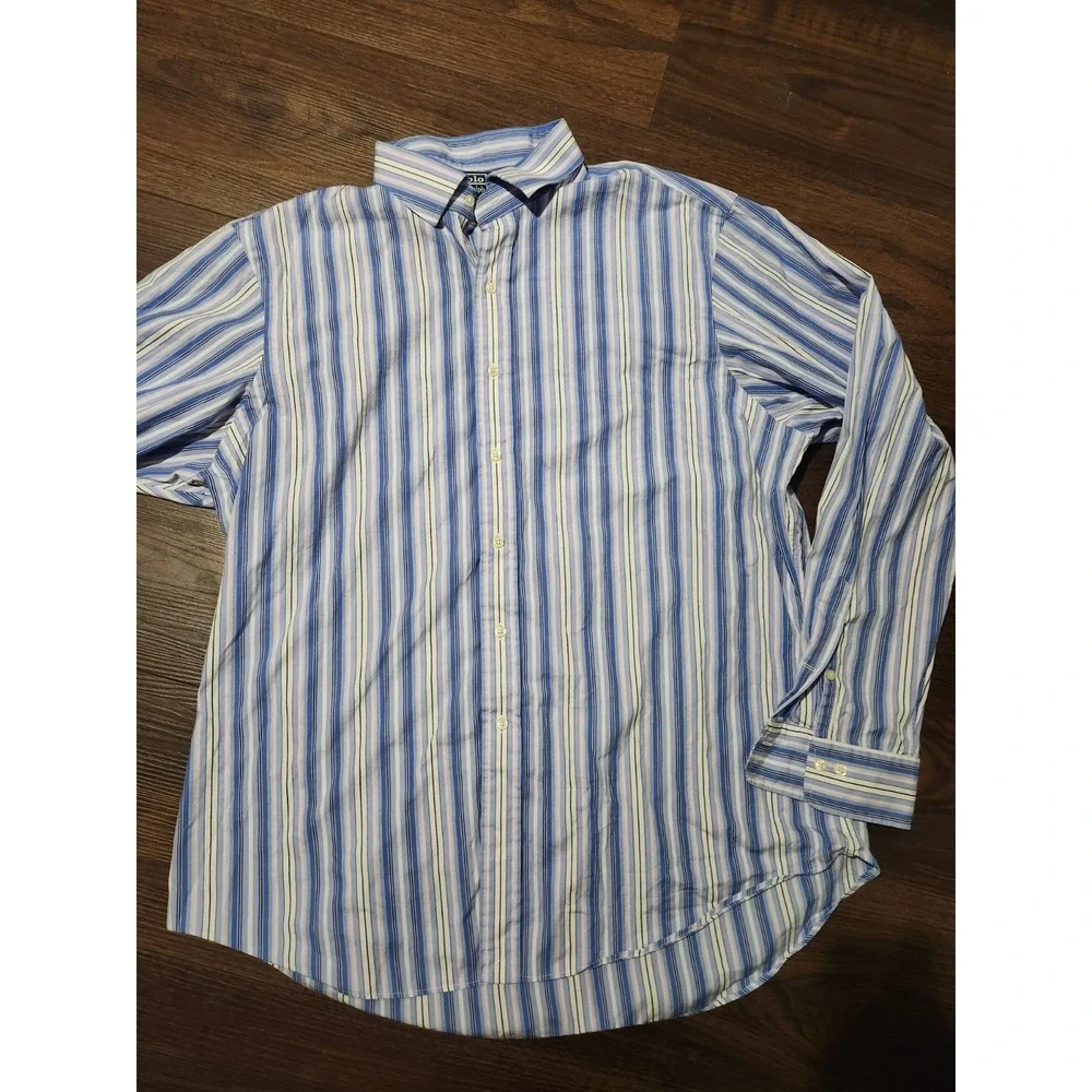 Polo Ralph Lauren Regent Custom Fit Pinstripe Button Down Shirt Size 18 36/37